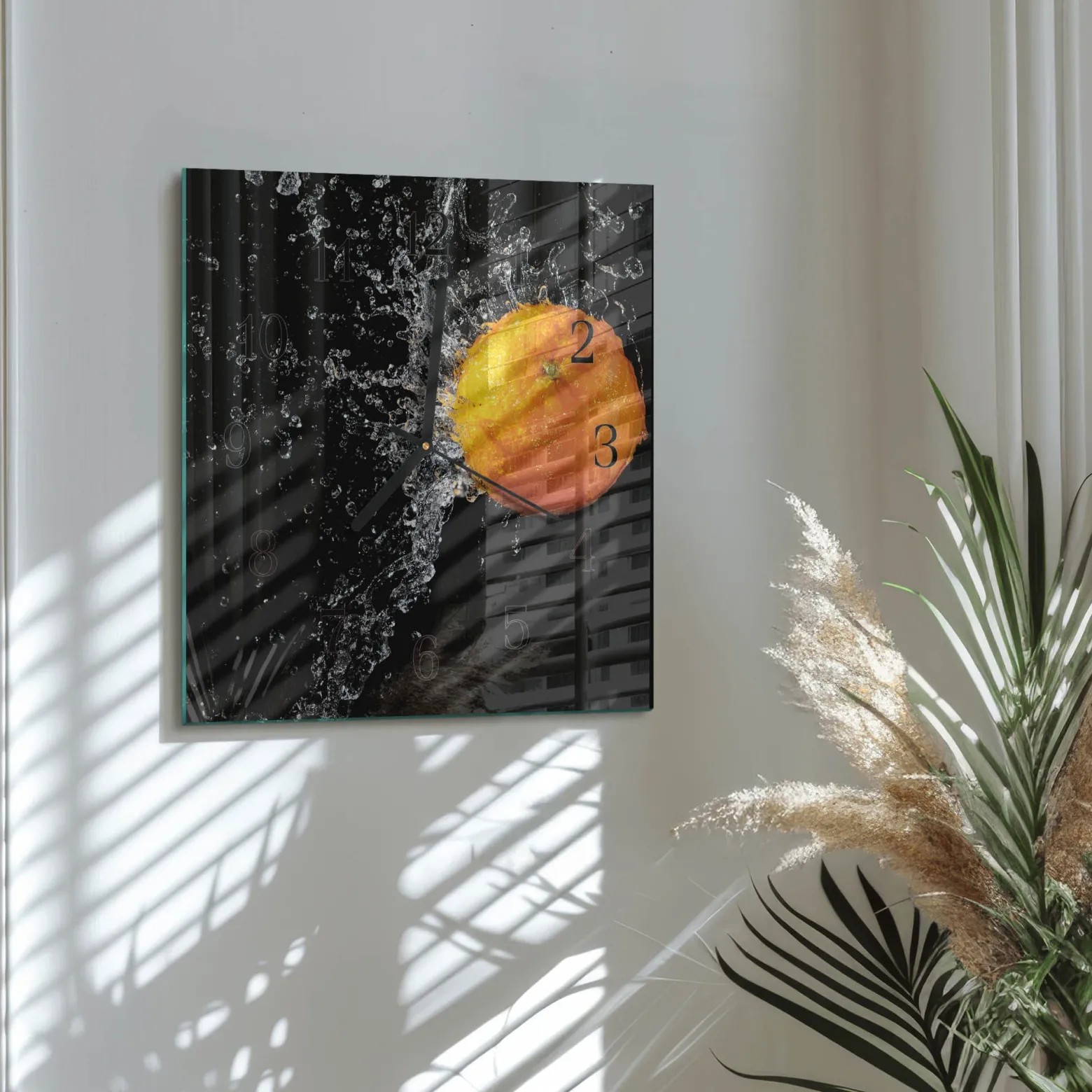 Zegar premium 30x30 Pomarańczowy nowoczesny do salonu