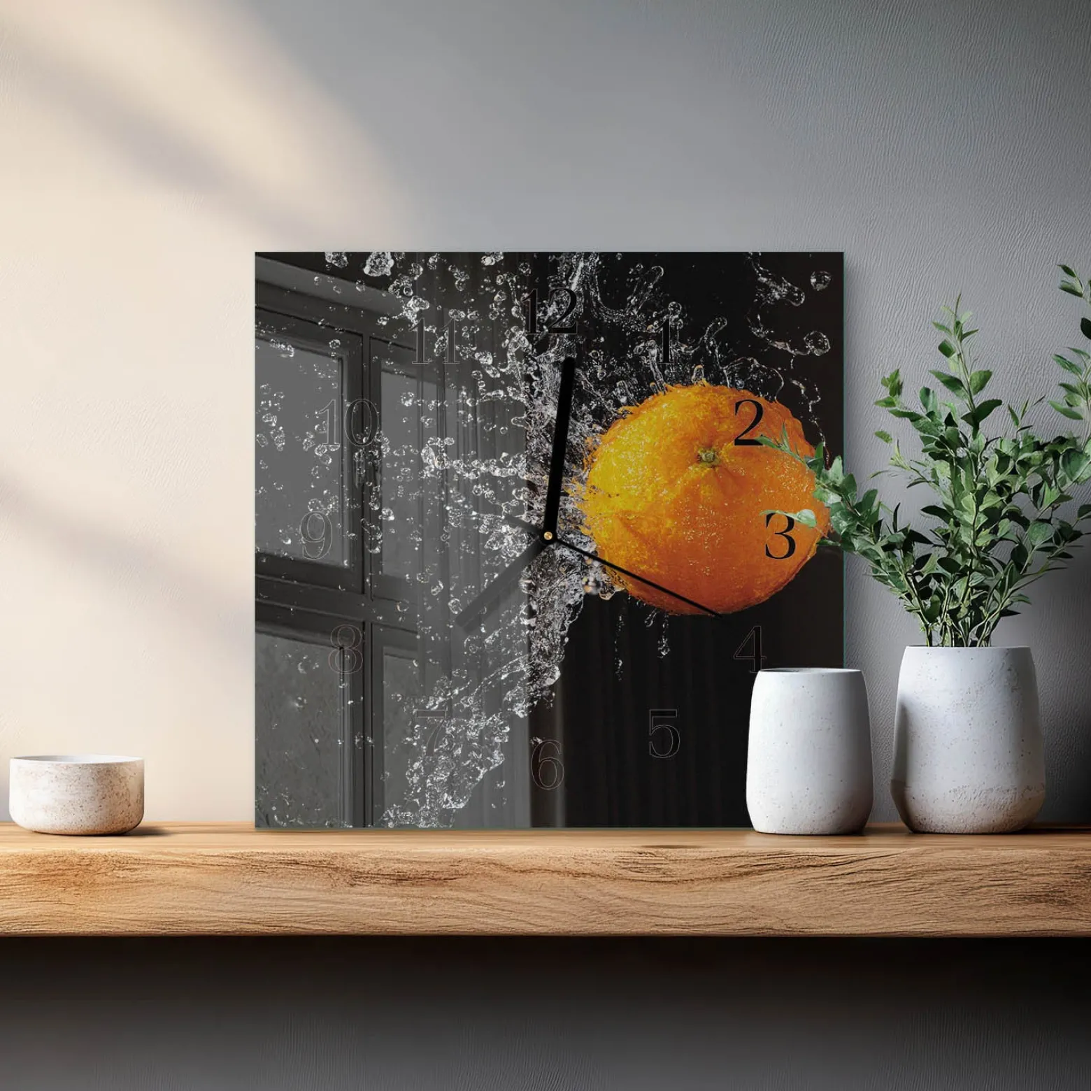 Zegar premium 30x30 Pomarańczowy nowoczesny do salonu