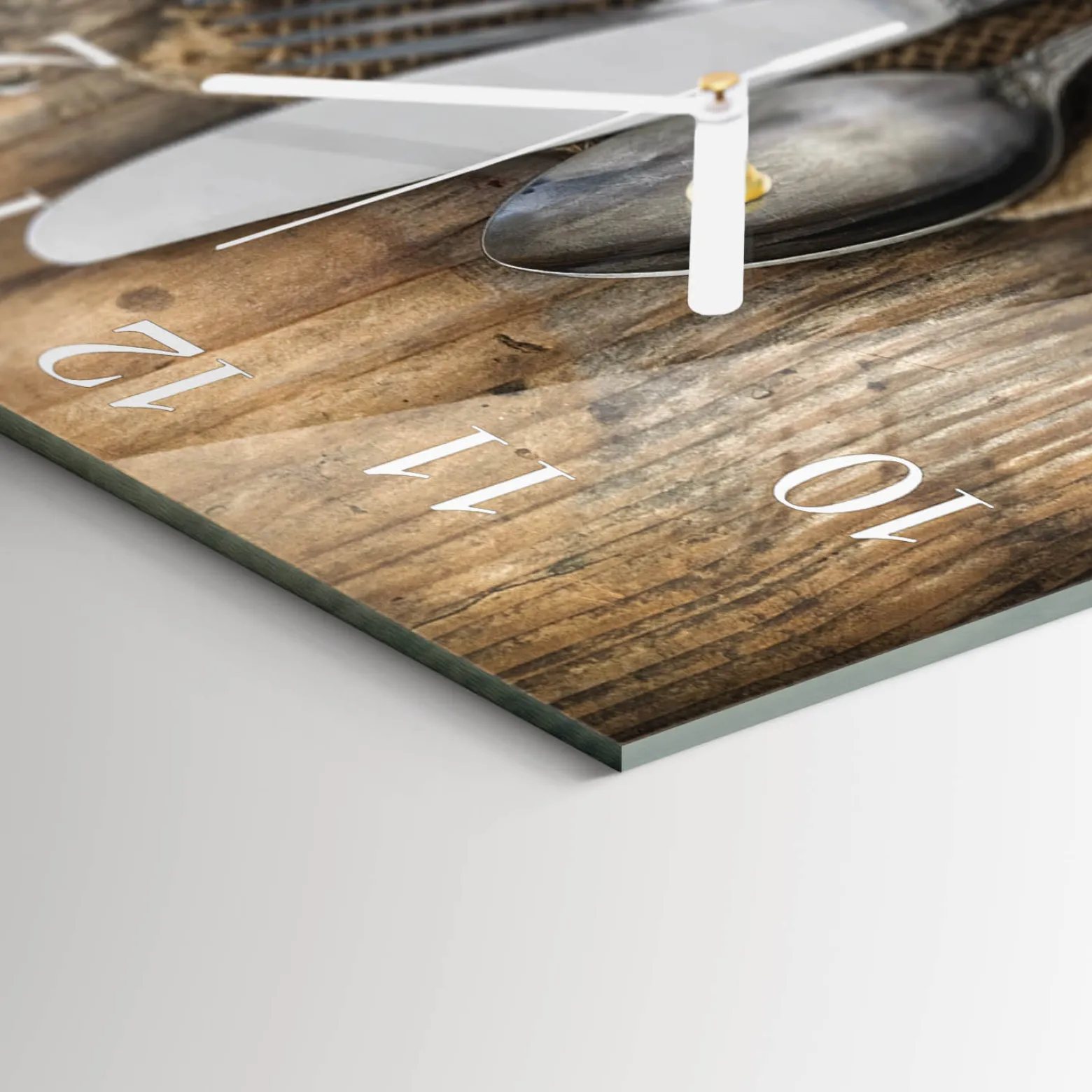 Zegar premium 30x30 Sztućce nowoczesny na ścianę
