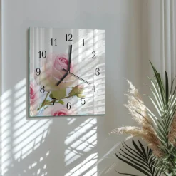 Zegar płynący 30x30 Róża dekoracyjny na ścianę