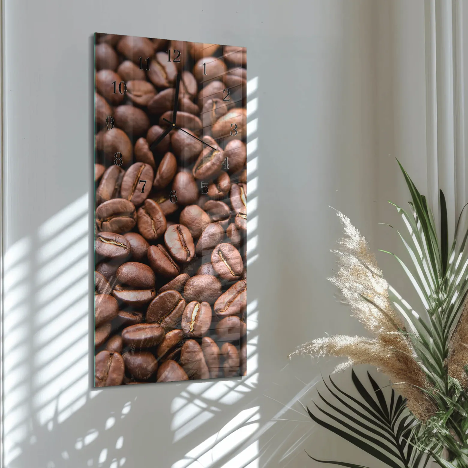 Zegar płynący 30x60 Ziarno Kofeiny zegar ścienny