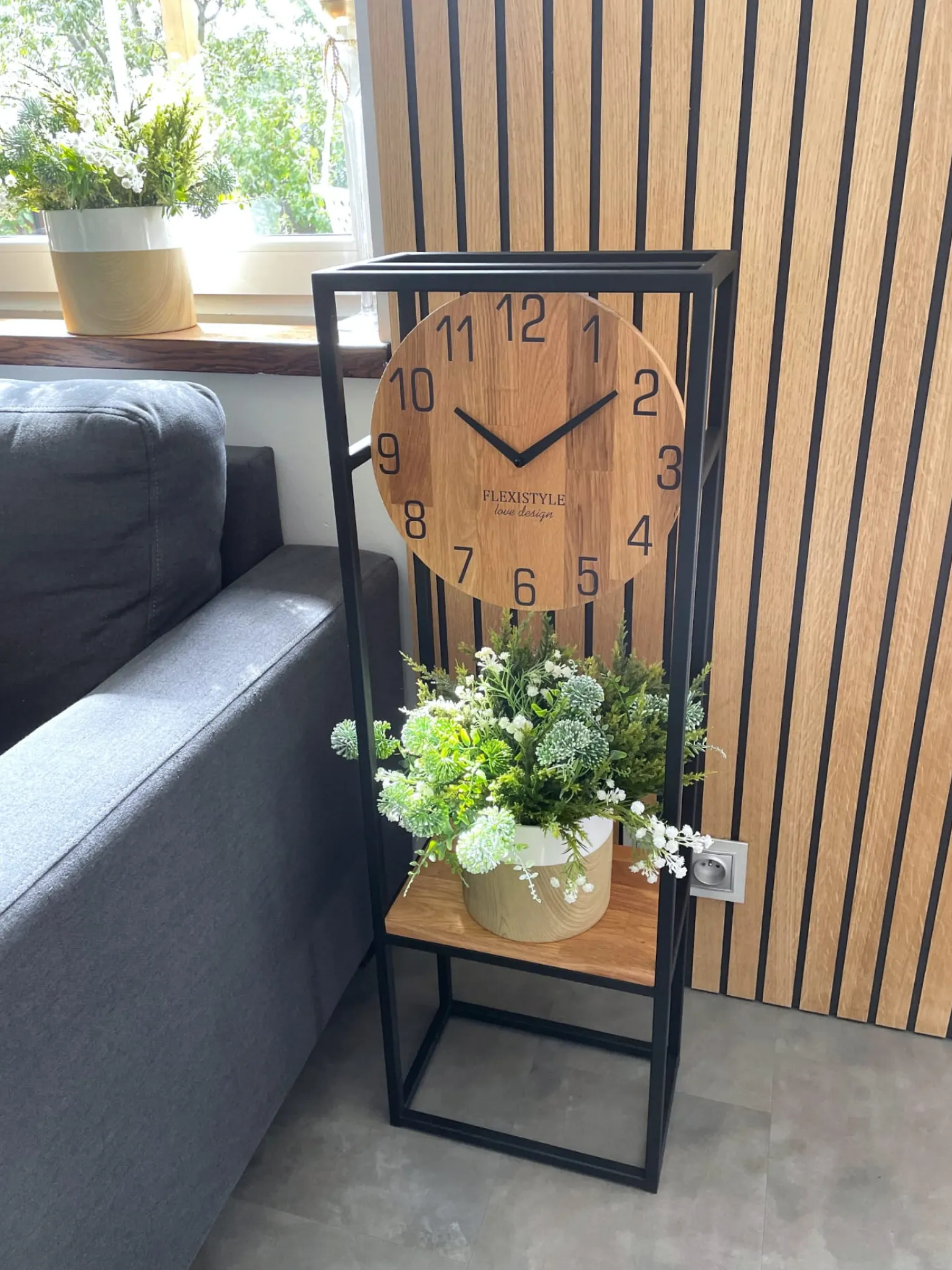 Zegar stojący w konsoli loft dębowy 100cm