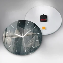 Zegar szklany ścienny do salonu Metalowa abstrakcja trójkąty