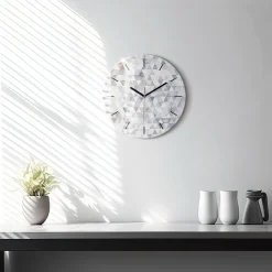 Zegar szklany ścienny do salonu Wzór geometryczny fi30