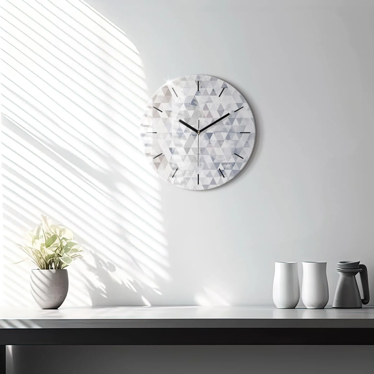 Zegar szklany ścienny do salonu Wzór geometryczny fi30