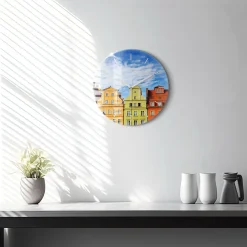Zegar szklany ścienny do salonu Wrocław - Stare miasto fi30