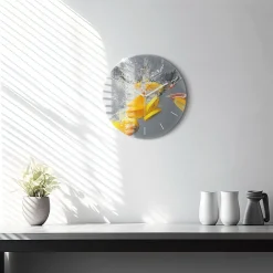 Zegar szklany ścienny do salonu Cytrusy w wodzie fi30