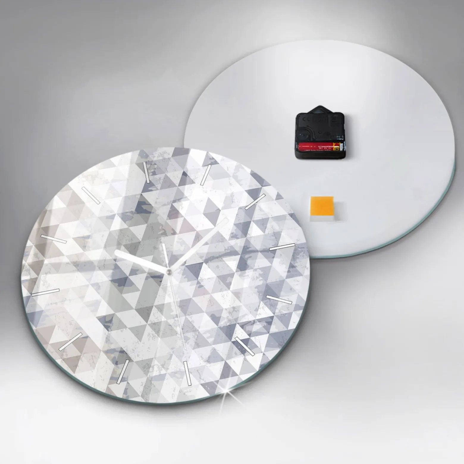 Zegar szklany ścienny do salonu Wzór geometryczny fi30