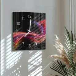 Zegar szklany 30x30 Abstrakcyjne Linie dekoracyjny na ścianę