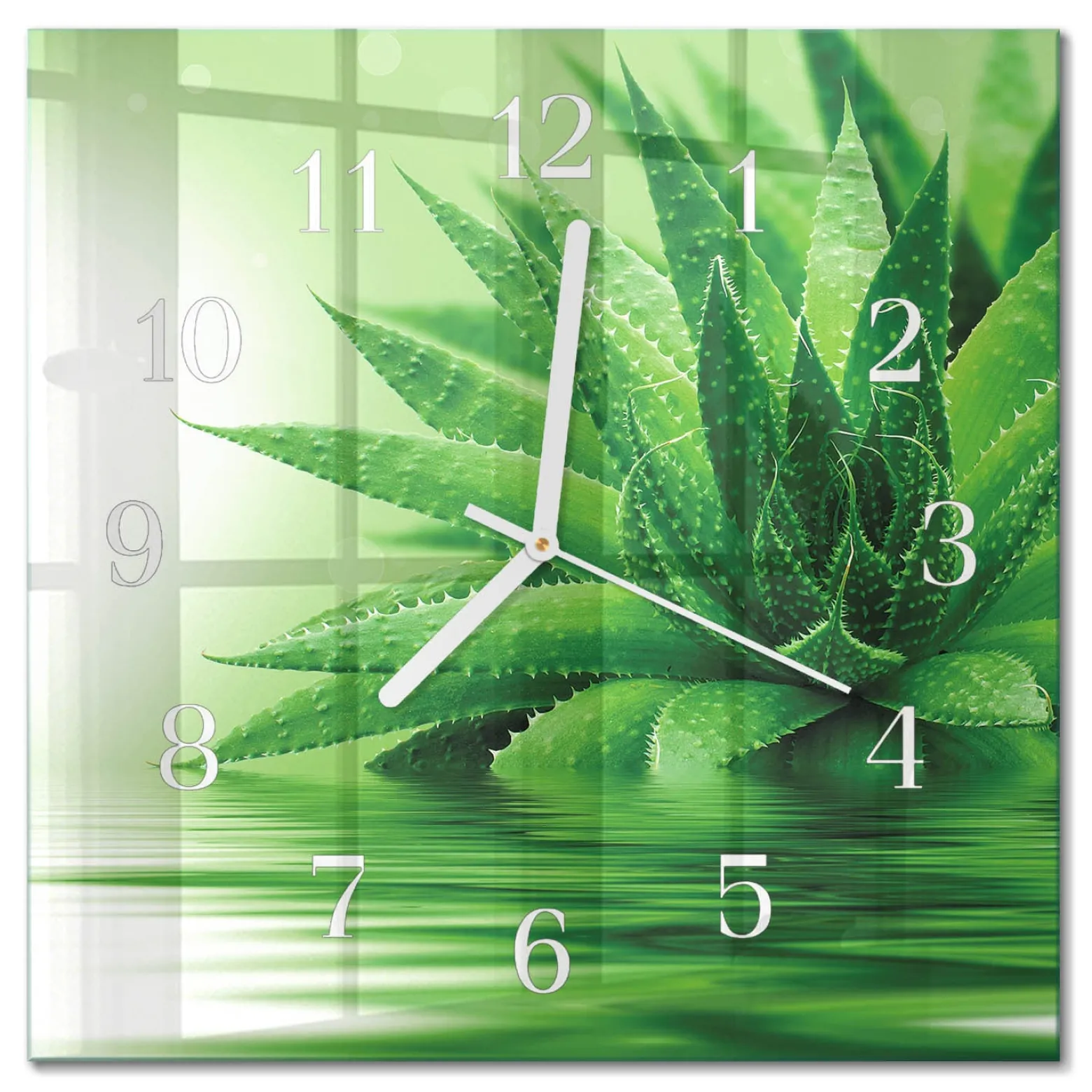Zegar szklany 30x30 Aloes dekoracyjny na ścianę