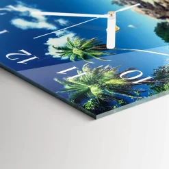 Zegar szklany 30x30 Plaża Palmowa zegar ścienny