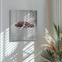 Zegar szklany 30x30 Łyżeczka Kawy nowoczesny na ścianę
