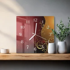 Zegar żółty 30x30 Abstrakcja art design wzory kolory salon loft