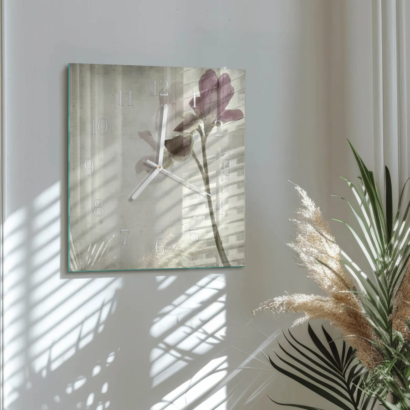 Zegar vintage 30x30 Kwiat Vintage styl retro róże bukiet kwiaty