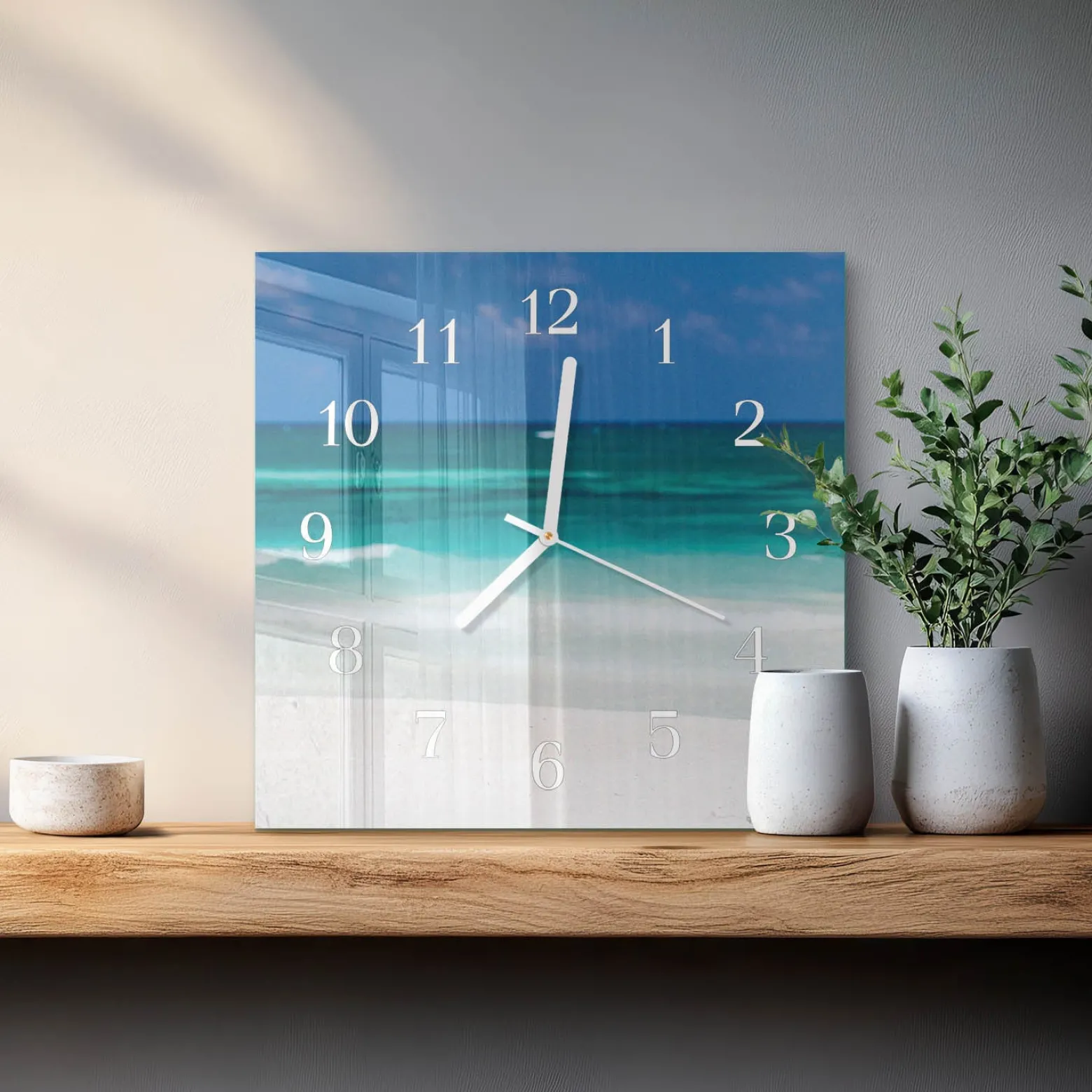 Zegar wakacje 30x30 Plaża Morze piasek fale ocean wybrzeże lato