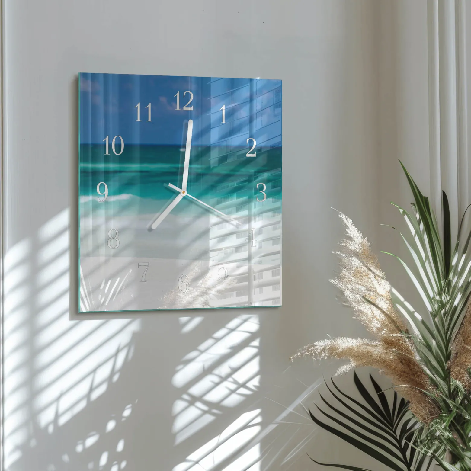Zegar wakacje 30x30 Plaża Morze piasek fale ocean wybrzeże lato