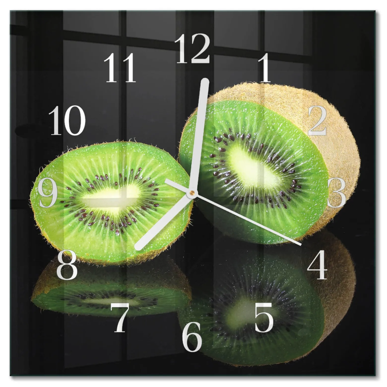 Zegar wiosenny 30x30 Kiwi owoce świeże plaster zielony do kuchni