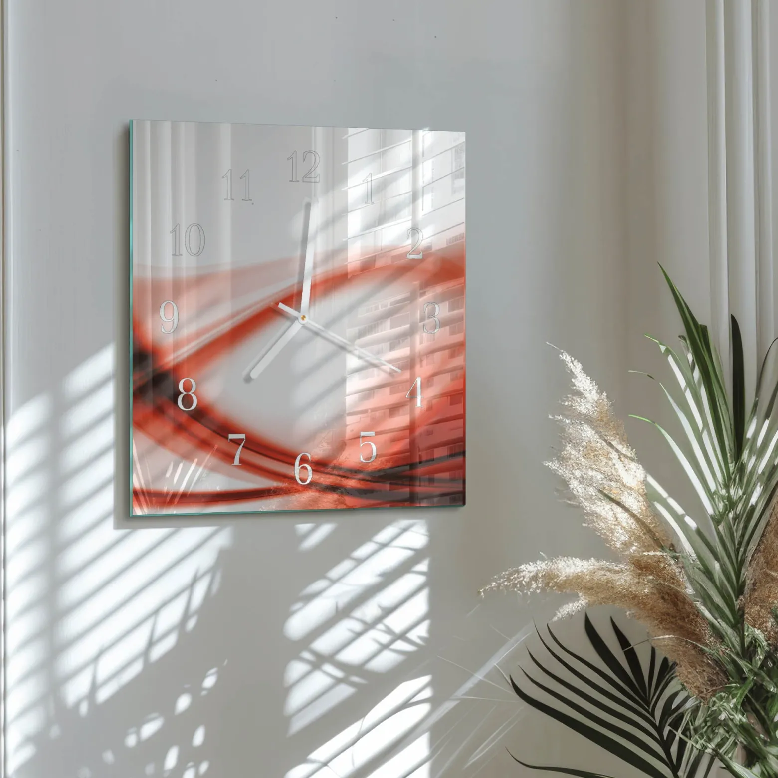 Zegar z grafiką 30x30 Abstrakcyjne Linie 3D nowoczesny cichy dom