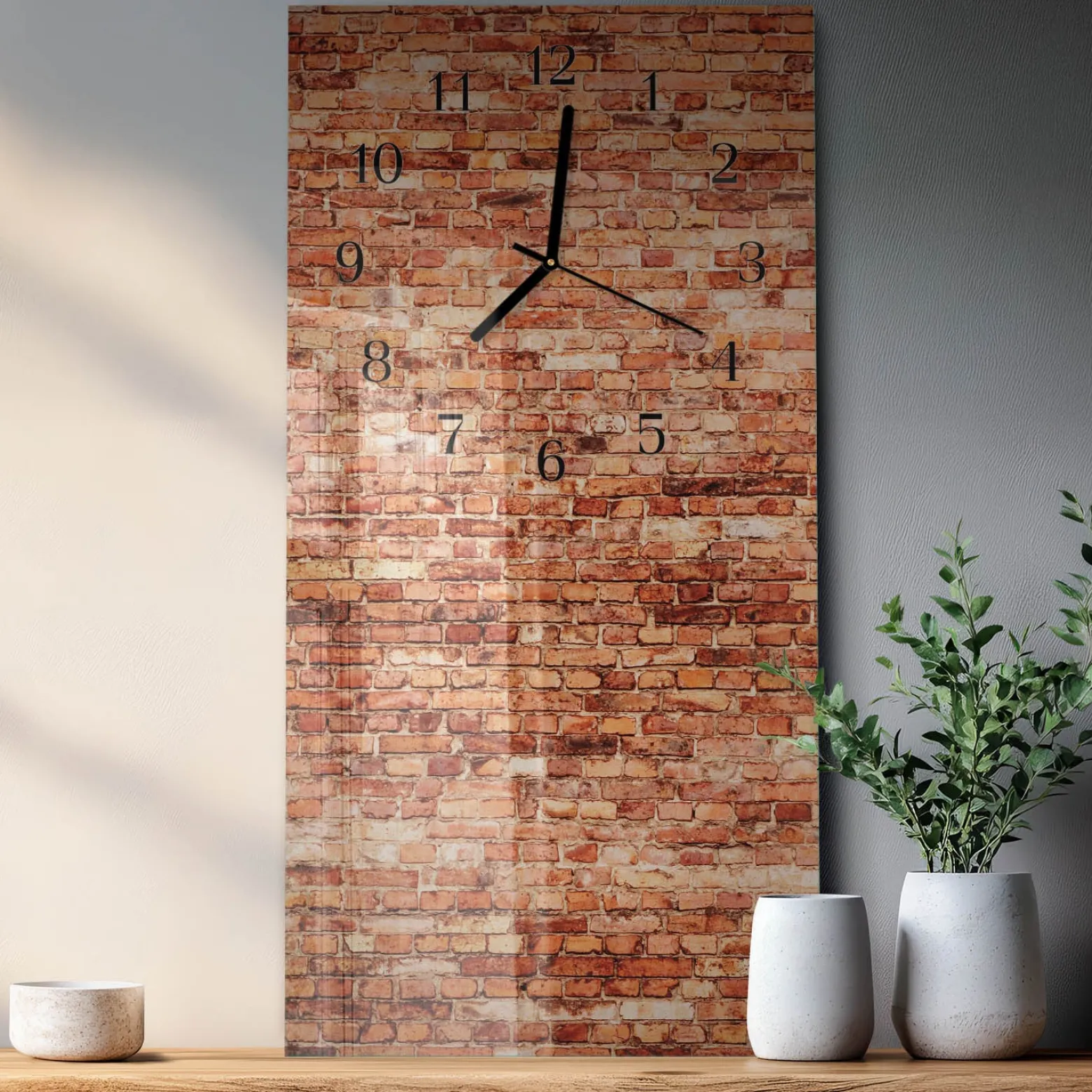 Zegar z grafiką 30x60 Ściana z Cegieł ozdobny ścienny