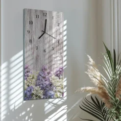 Zegar z grafiką 30x60 Liliowy nowoczesny na ścianę
