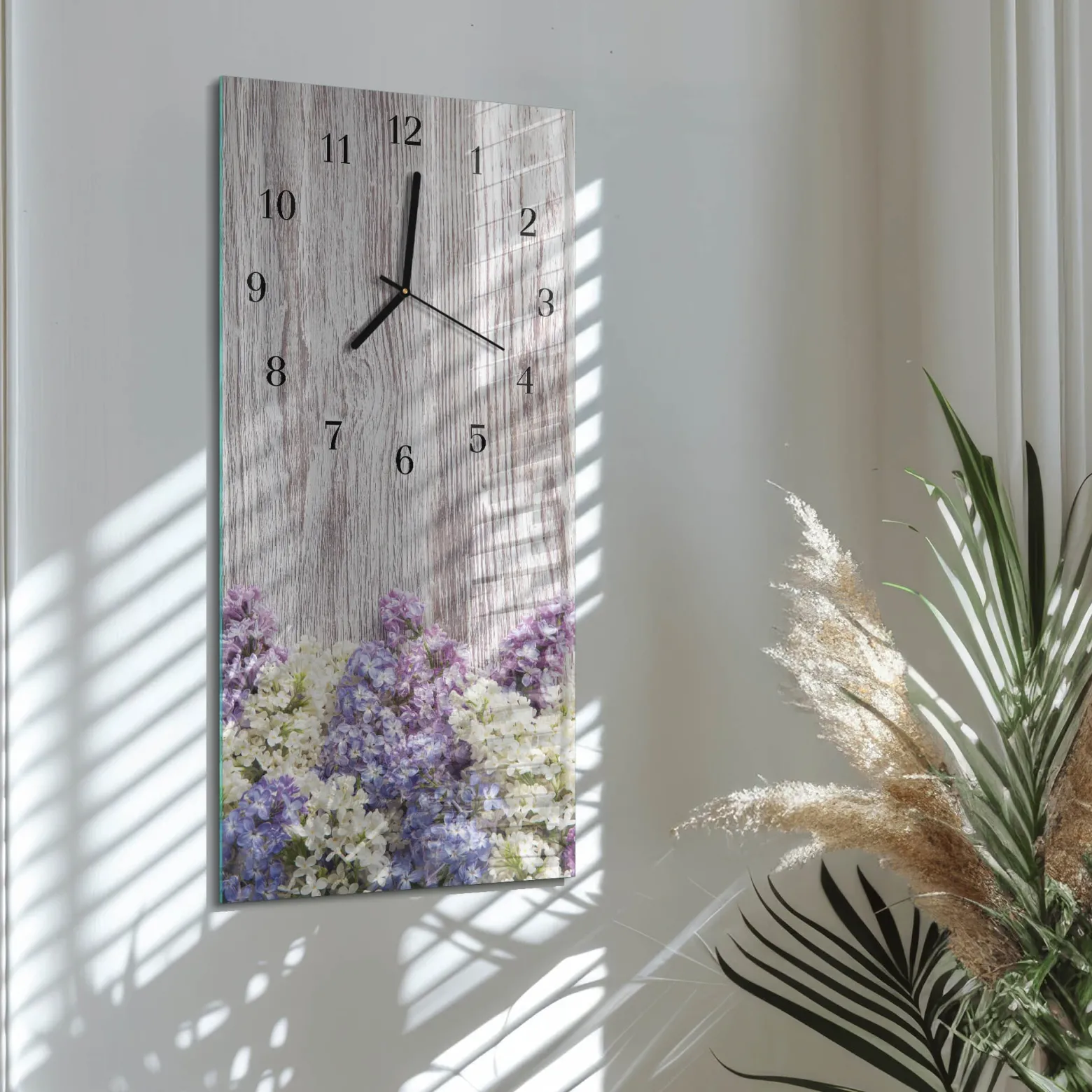 Zegar z grafiką 30x60 Liliowy nowoczesny na ścianę