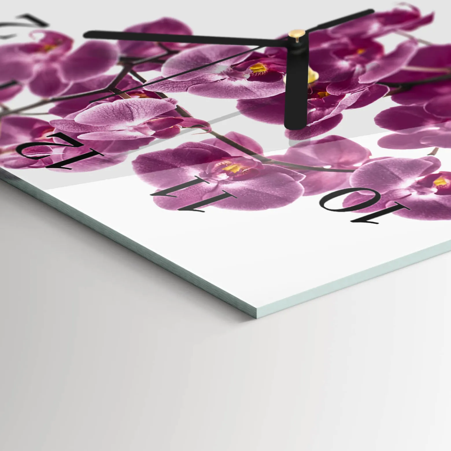 Zegar z grafiką 30x30 Orchidea ozdobny ścienny