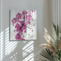 Zegar z grafiką 30x30 Orchidea ozdobny ścienny