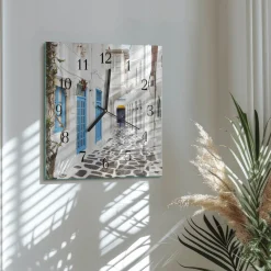 Zegar z grafiką 30x30 Santorini ozdobny ścienny