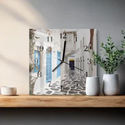 Zegar z grafiką 30x30 Santorini ozdobny ścienny
