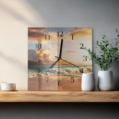 Zegar z grafiką 30x30 Wybrzeże Piaskowe nowoczesny na ścianę