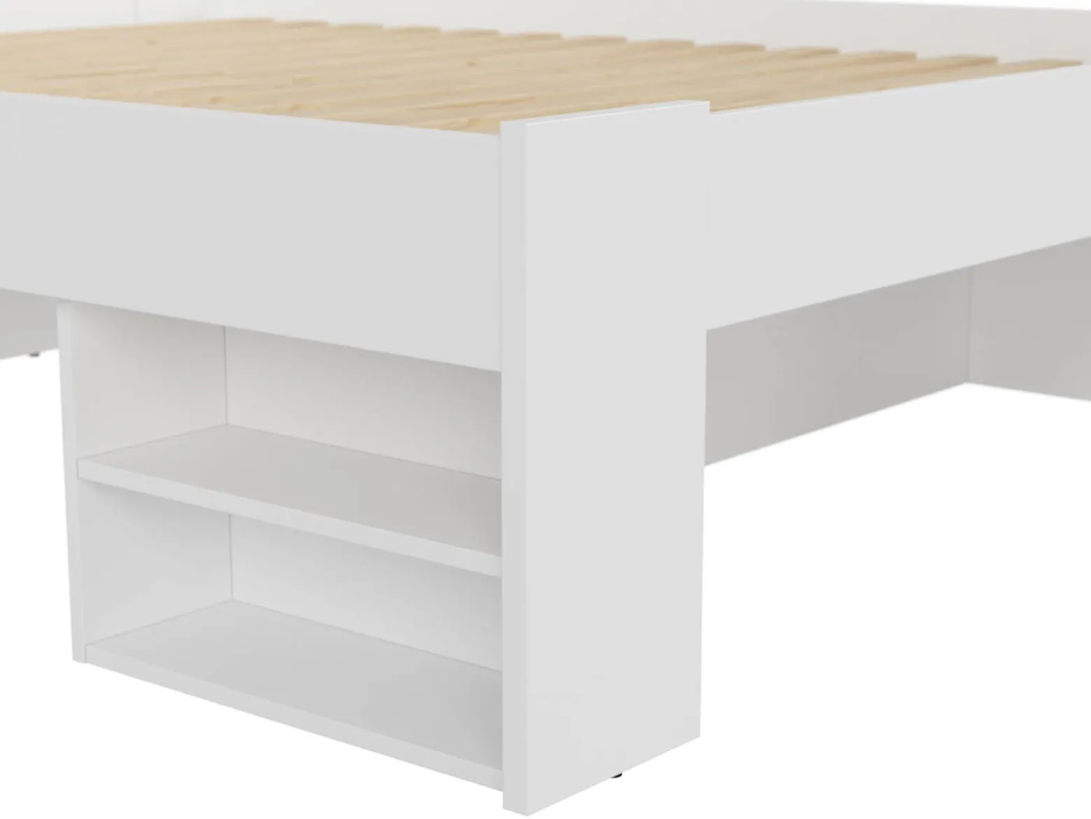 Zestaw łóżko Nepo Plus białe ze stelażem i materacem Merida 160x200