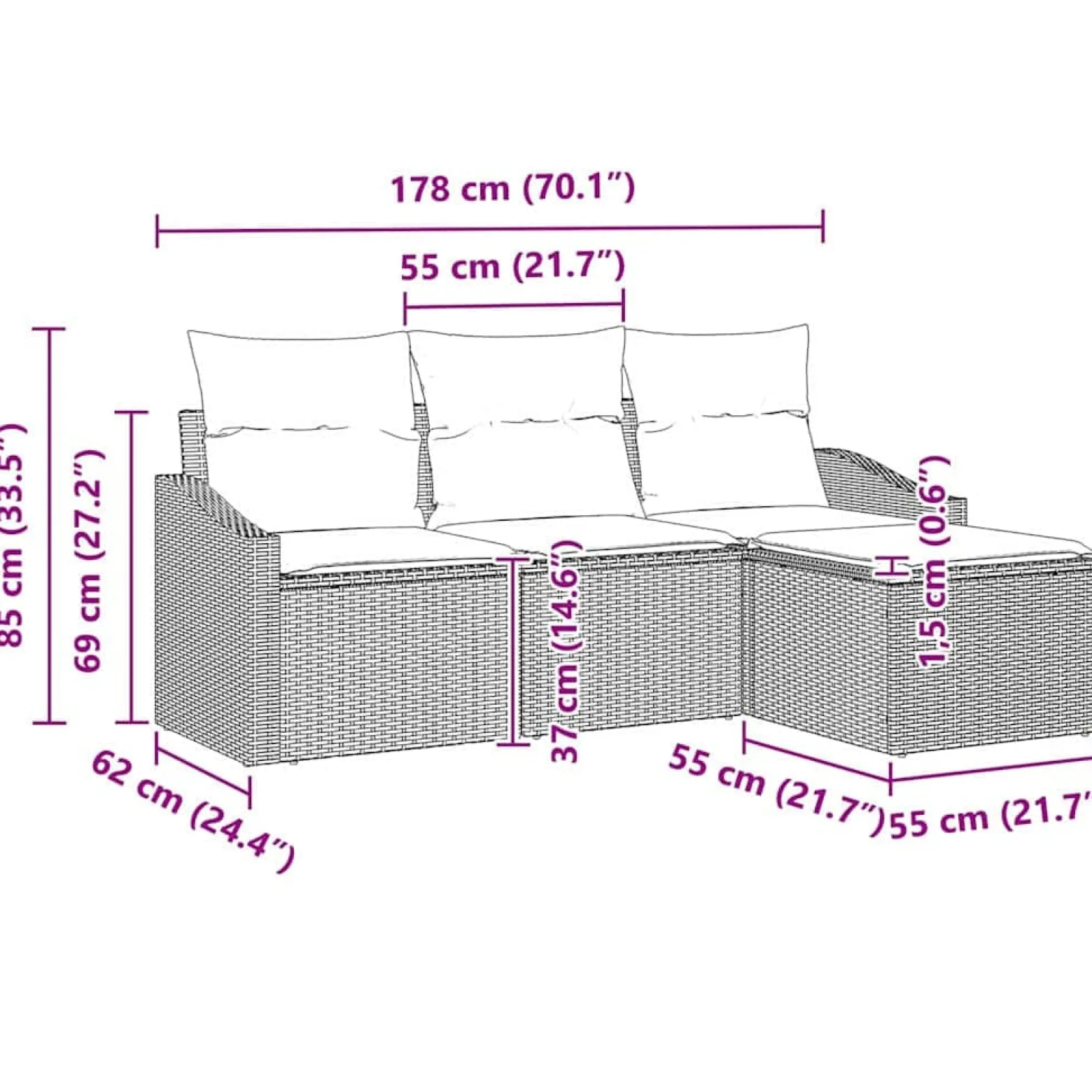 Zestaw Mebli Ogrodowych Komplet Wypoczynkowy Na Taras Balkon Ogród Komplet