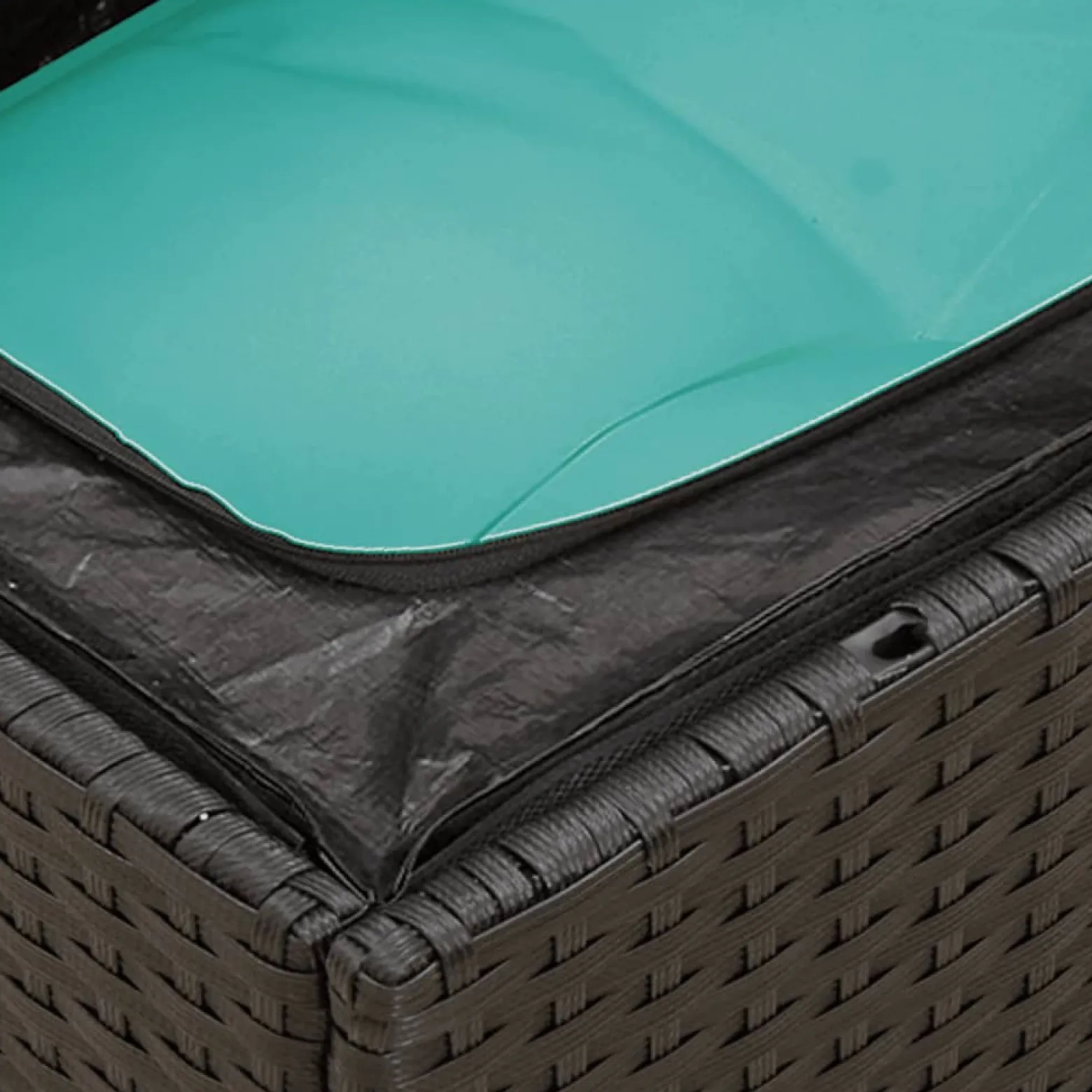 Zestaw Mebli Ogrodowych Modułowy Rattan Czarny Sofa Stół na Taras