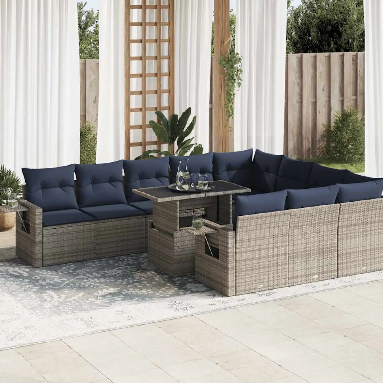 Zestaw Mebli Ogrodowych Stół Rattan Poduszki Do Ogrodu Na Taras Na Patio