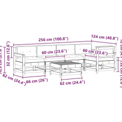 Zestaw Mebli Ogrodowych Wypoczynkowy Drewniany Brązowy Stół 5 Sof na Taras