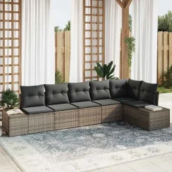 Zestaw Mebli Ogrodowych Wypoczynkowy Sofy Rattan Poduszki Na Patio