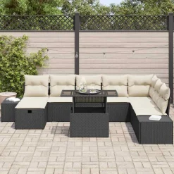 Zestaw Mebli Ogrodowych Wypoczynkowy Sofy Stolik Podnóżek Rattan Na Balkon