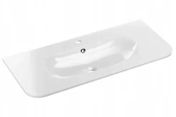 Zestaw OVALIA 100 cm Dąb Cremona ryflowany umywalka PURE czarne uchwyty