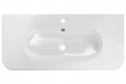 Zestaw OVALIA 100 cm Dąb Cremona ryflowany umywalka PURE czarne uchwyty