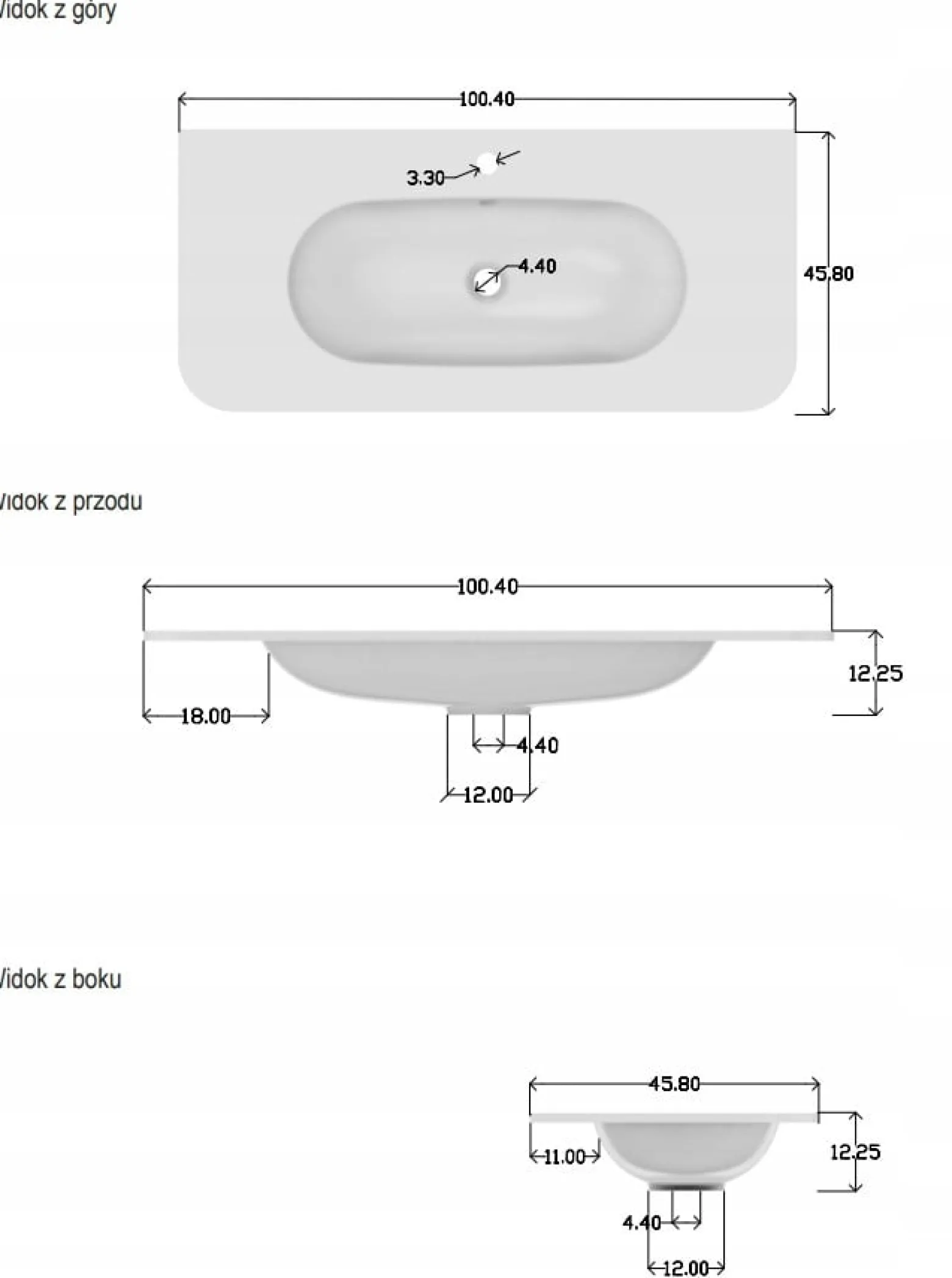 Zestaw OVALIA 100 cm Dąb Cremona ryflowany umywalka PURE czarne uchwyty
