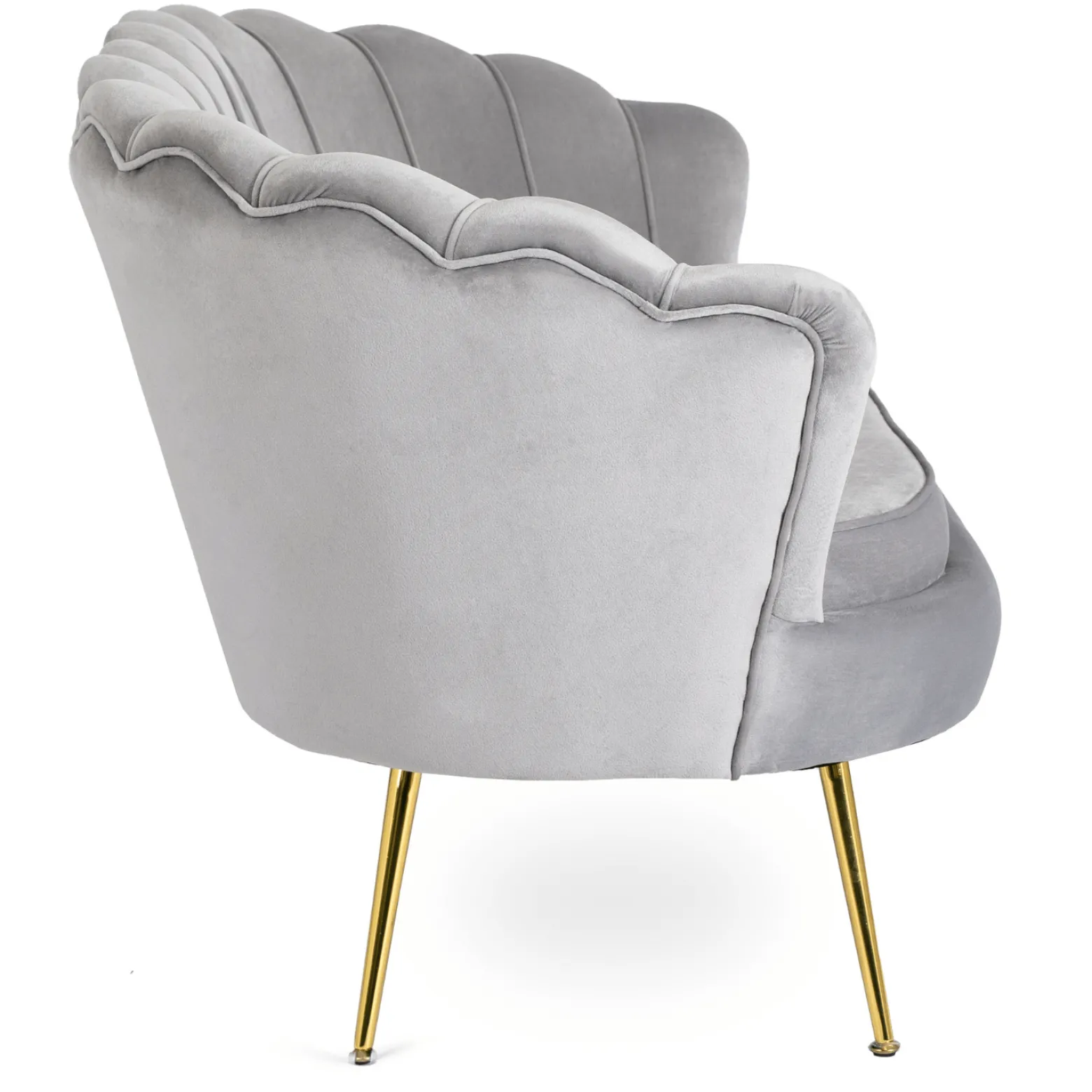 Zestaw Sofa Szara i Fotel Szary Muszelka Meble Wypoczynkowe Glamour Złote