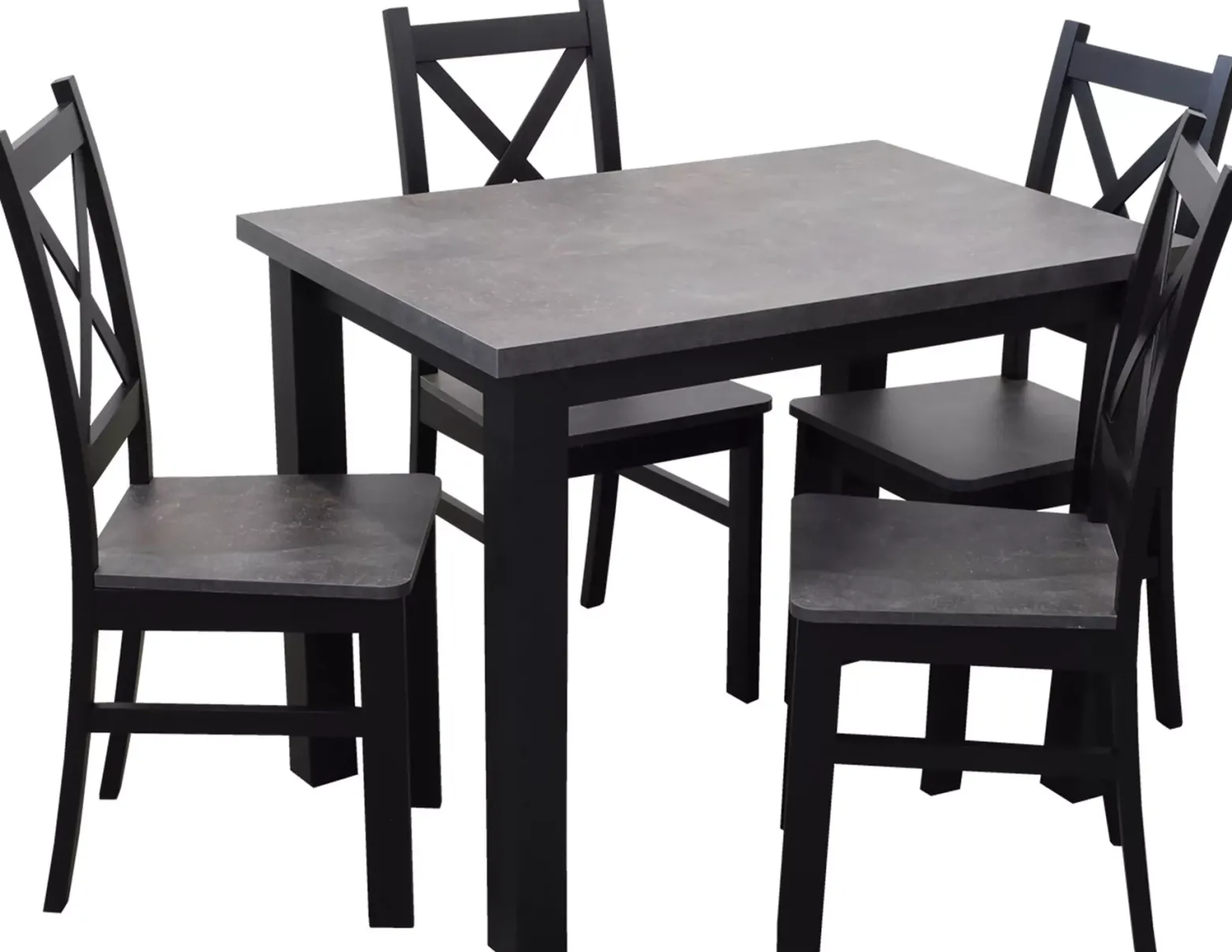 Zestaw stół 120x80 z 4 krzesłami M002-4 Czarny/Beton