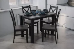 Zestaw stół 120x80 z 4 krzesłami M002-4 Czarny/Beton