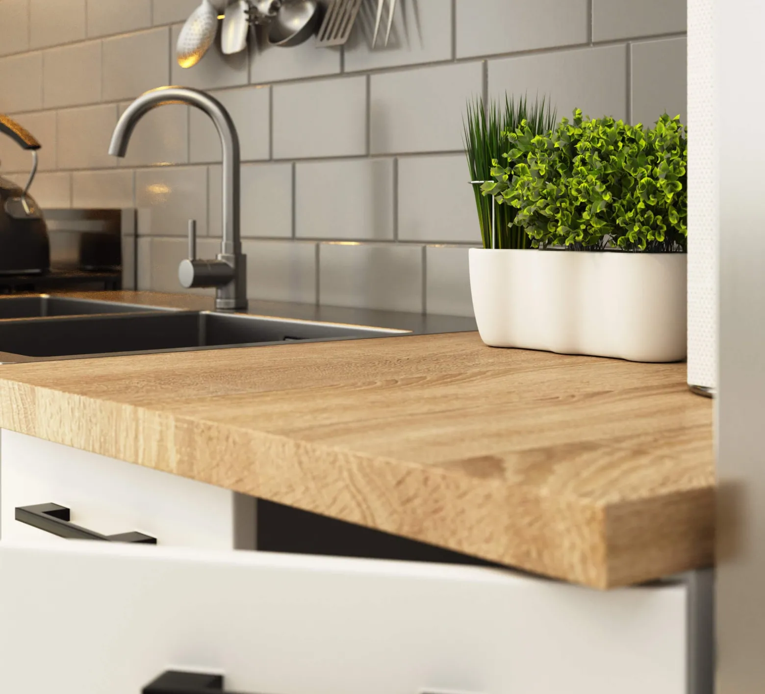 Zestaw szafek kuchennych z witryną OLIWIA 2.4m H720
