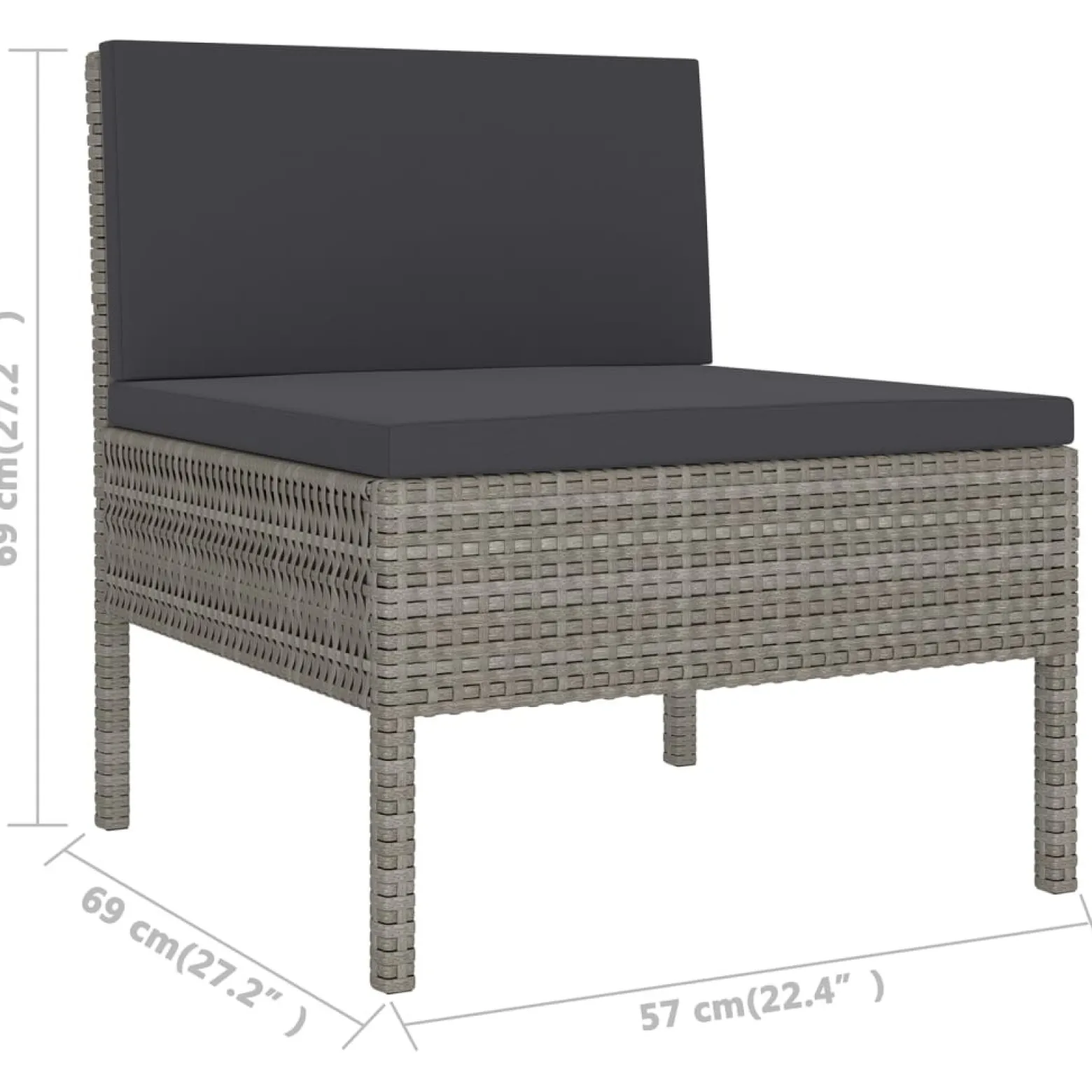 Zestaw wypoczynkowy do ogrodu Szary Technorattan 6x sofa środkowa + 3x