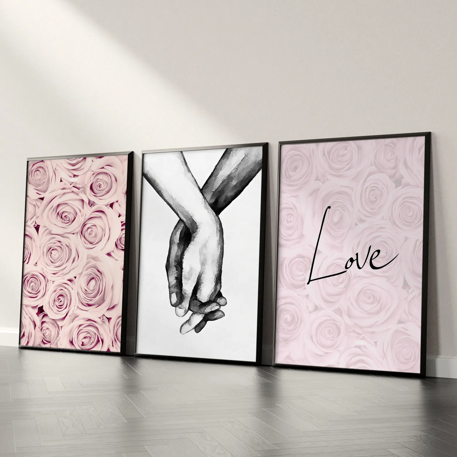 ZESTAW 3X Plakat Pudrowe róże 30x40cm