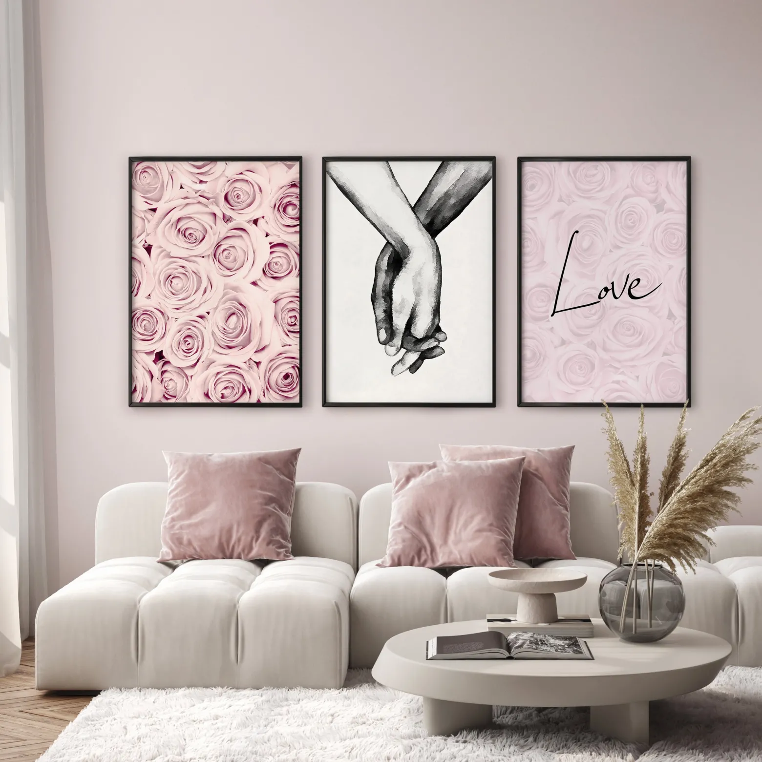 ZESTAW 3X Plakat Pudrowe róże 30x40cm
