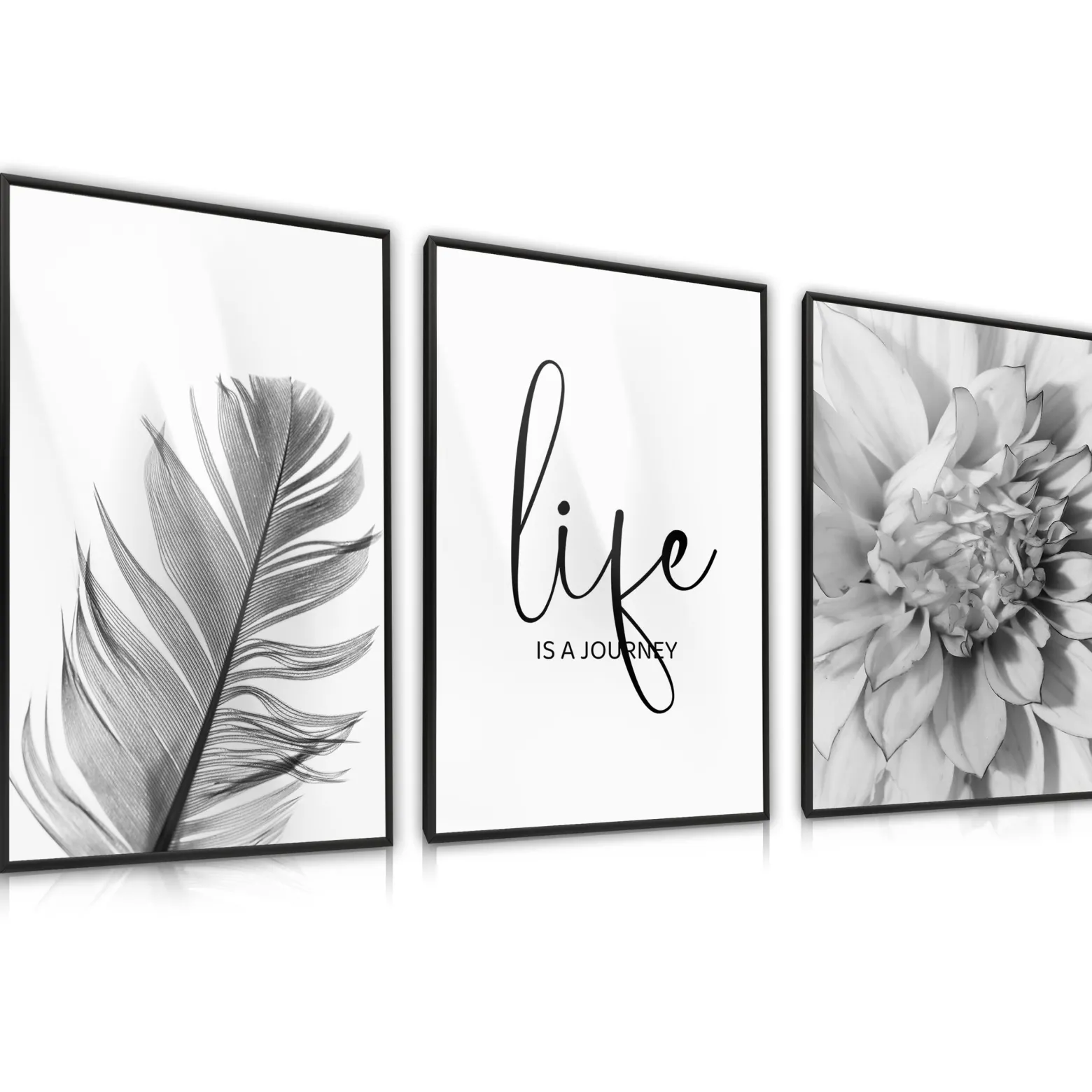 ZESTAW X3 PLAKAT W RAMIE KWIATY LIŚCIE MINIMALIZM 30x40cm