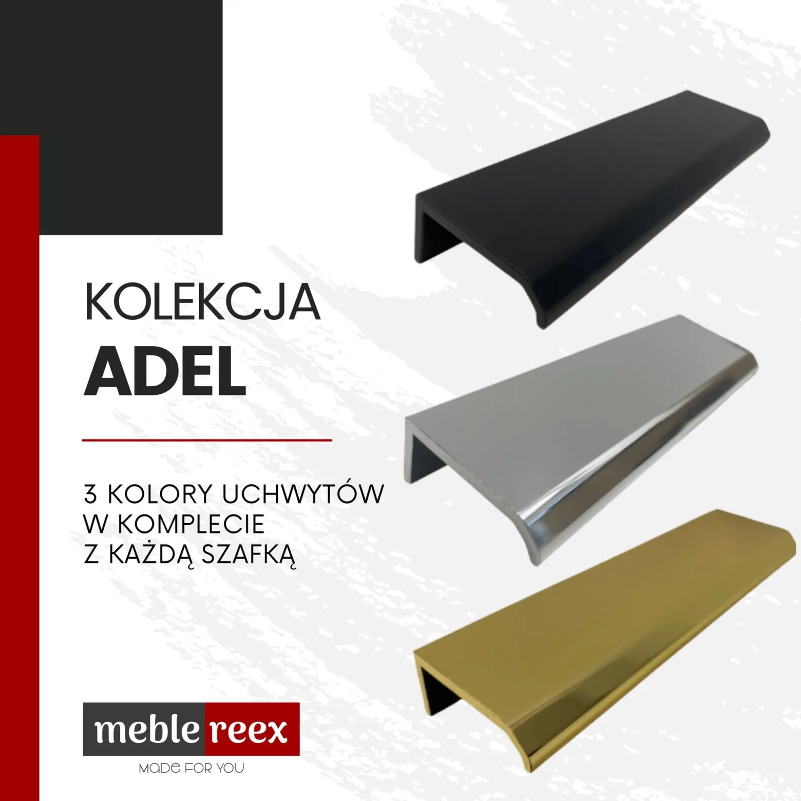Zestaw ADEL BLACK z Szafka 80 cm z umywalką SMILE