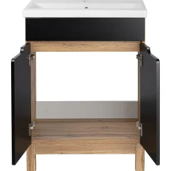 Zestaw Łazienkowy 60cm 2D Alma Słupek Dąb Wotan / Czarny Mat